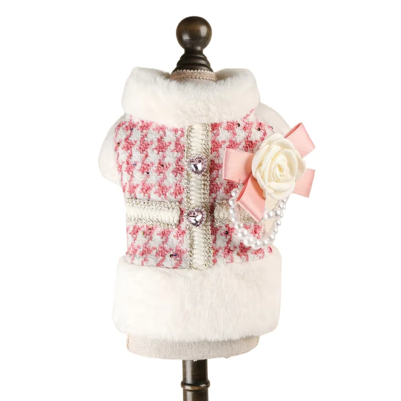 Chaquetita felpa rosa cálida para perros y gatos pequeños - imagen 4