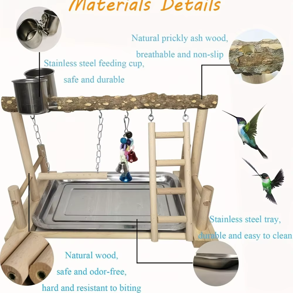 Parque de juegos de madera para loros: gimnasio con columpios - imagen 5