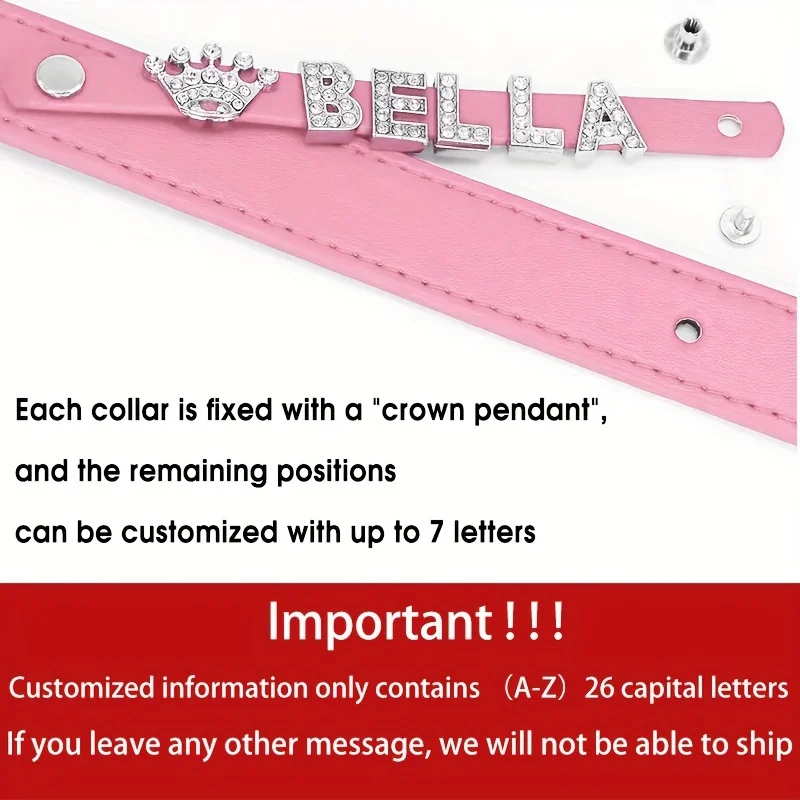 Collar personalizado con nombre para perro y gato – Cuero sintético strass - imagen 4