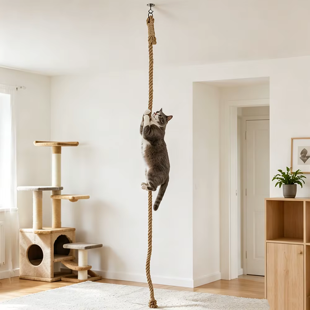 Rascador de pared de sisal para gatos de interior, parque de juguete - imagen 5