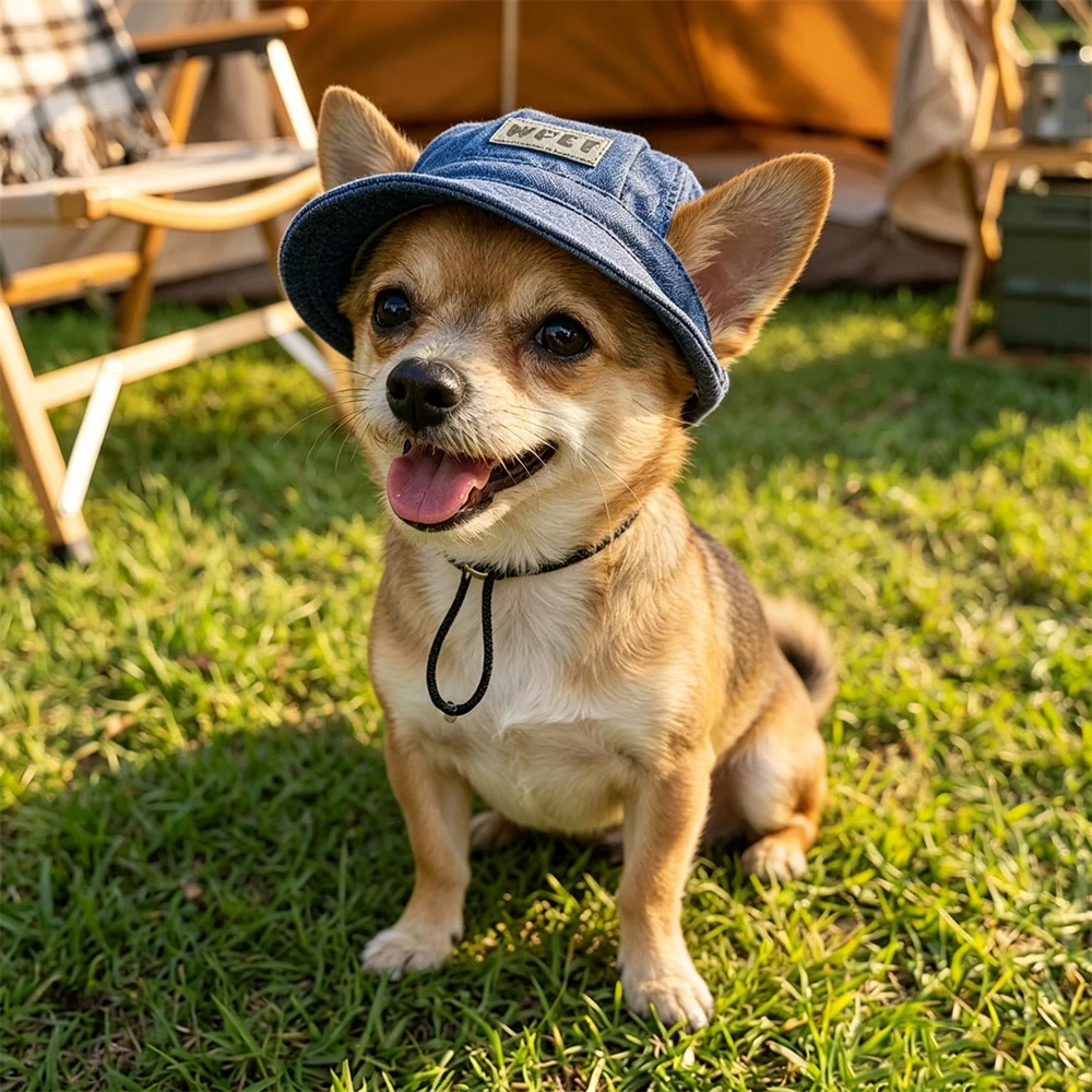 Gorra de jean con protección solar para perros – Chihuahua y Caniche - imagen 3