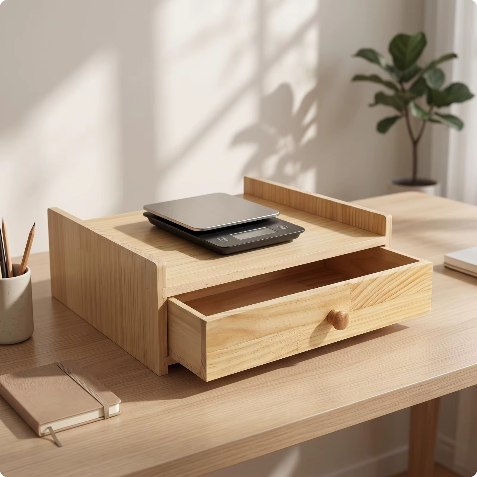 Soporte de madera con cajón para báscula de mercado - imagen 5