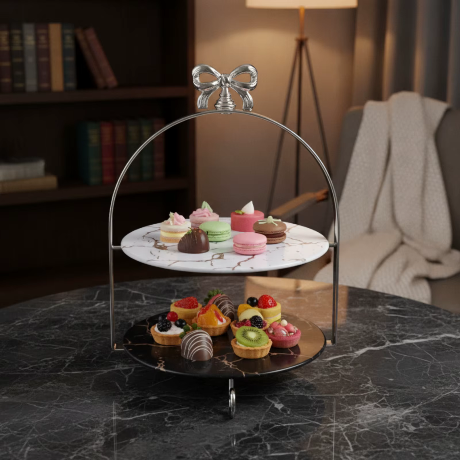 Soporte para Postres con Adorno de Mariposa – Bandeja de Exhibición Redonda - imagen 5