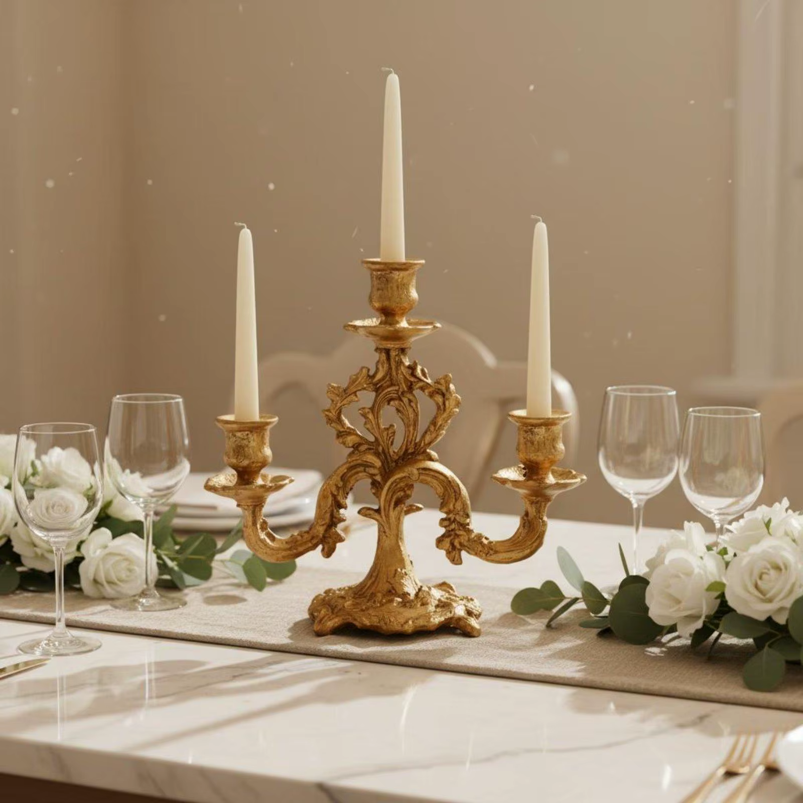 Candelabro Dorado Decorativo Estilo Barroco – Pieza Vintage para Hogar - imagen 5