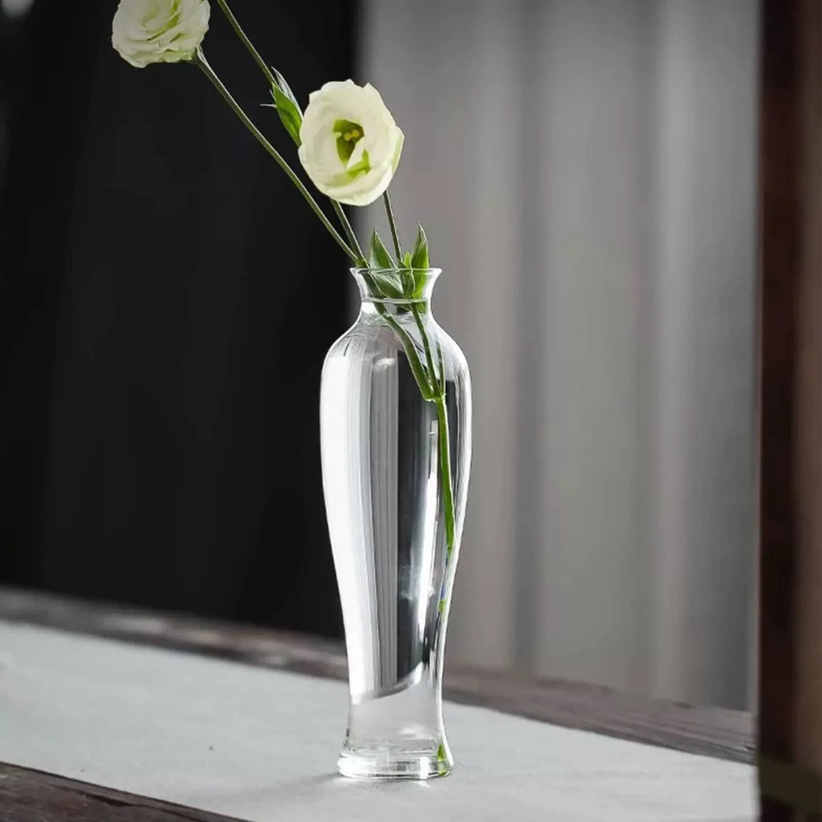 Jarrón de vidrio transparente japonés para mesa, decoración serena - imagen 2