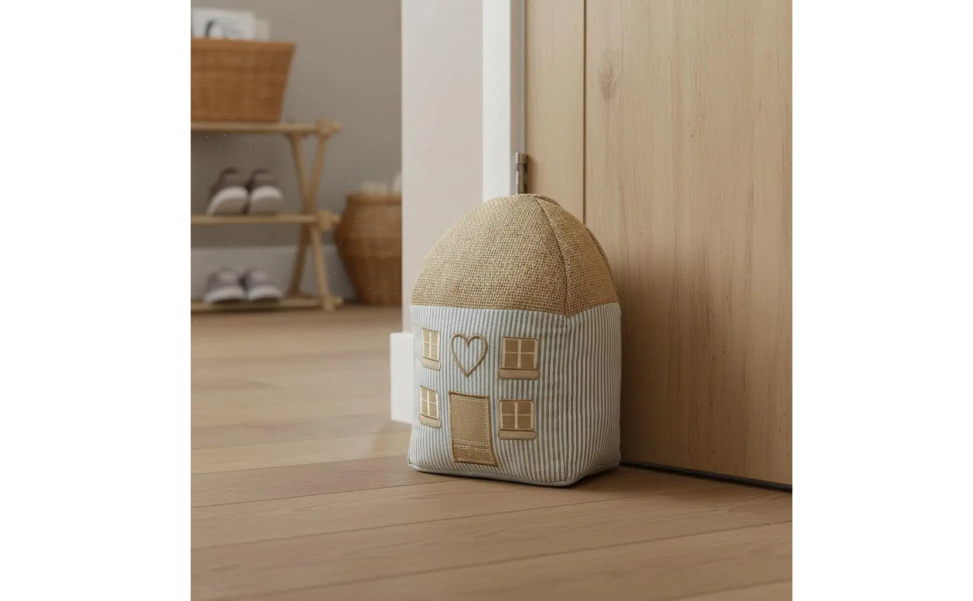 Tope de puerta textil decorativo en forma de casita