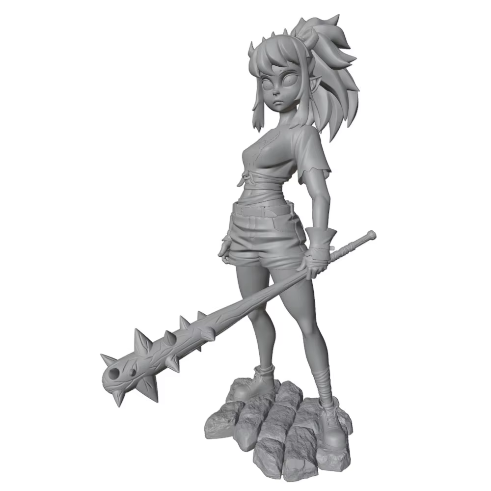 Miniatura estatua de anime GK gris impresa en 3D, sin montar