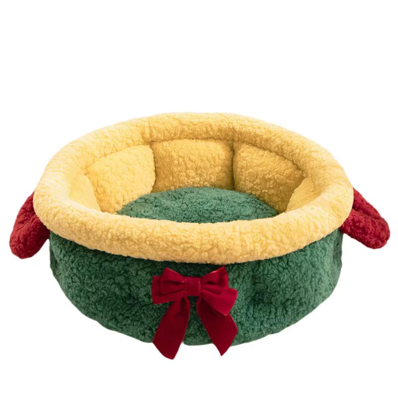 Cama Nido Navideño para Perros Pequeños y Gatos – Cueva Cálida