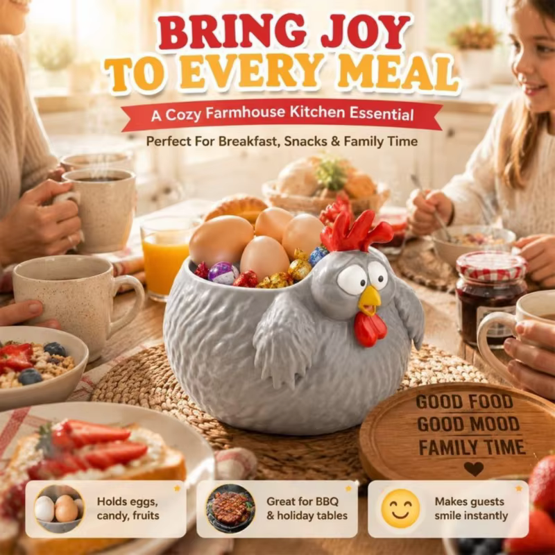 Tazón multiusos para cocina con forma de gallina