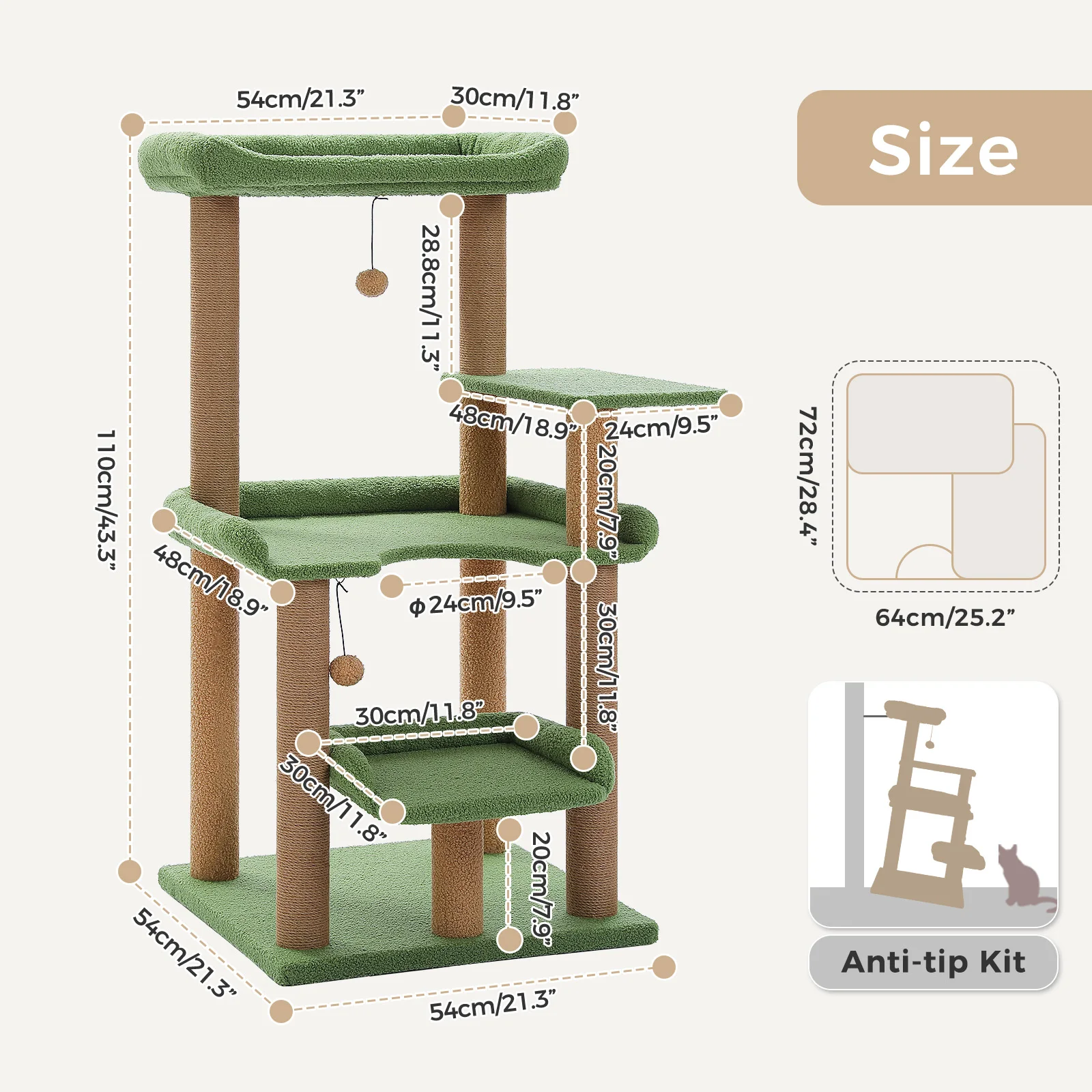 Torre grande para gatos con plataformas escalonadas