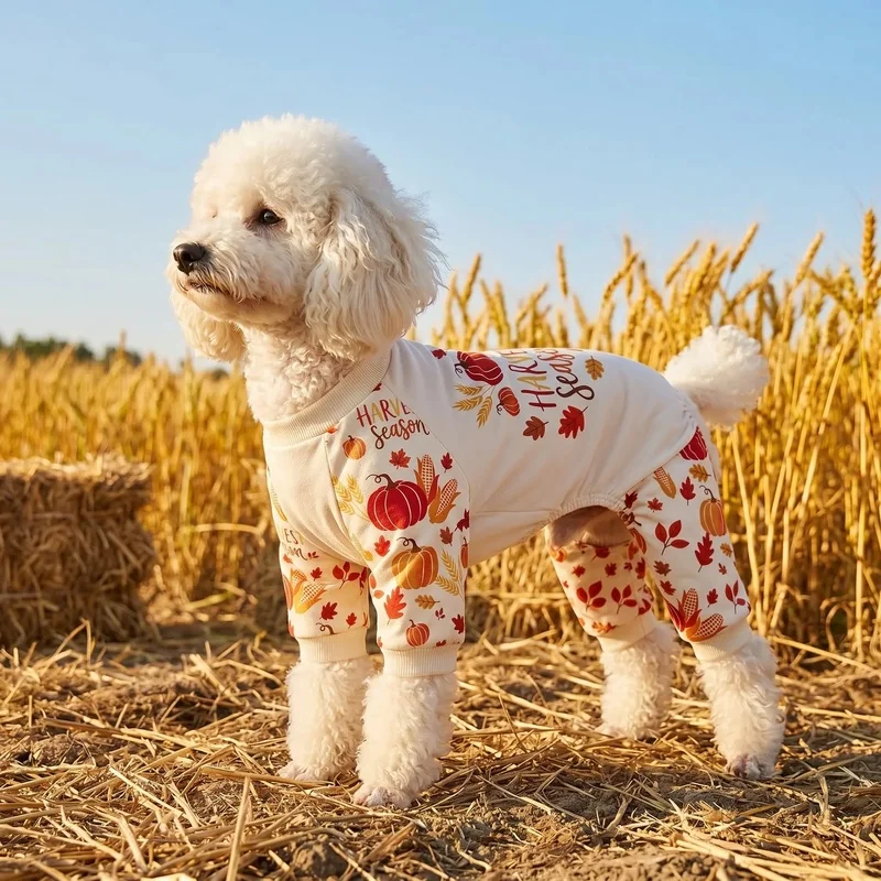 Pijama otoñal con estampado de calabaza para perros y gatos - imagen 3