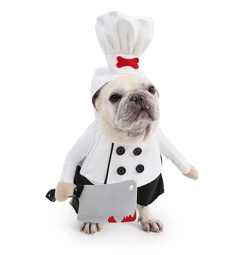Disfraz de chef blanco para mascota