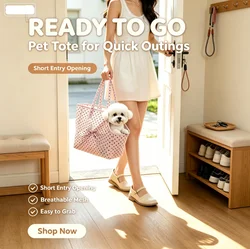 Bolso Transporte para Perro 2 en 1 con Collar – Diseño Flor de Cerezo