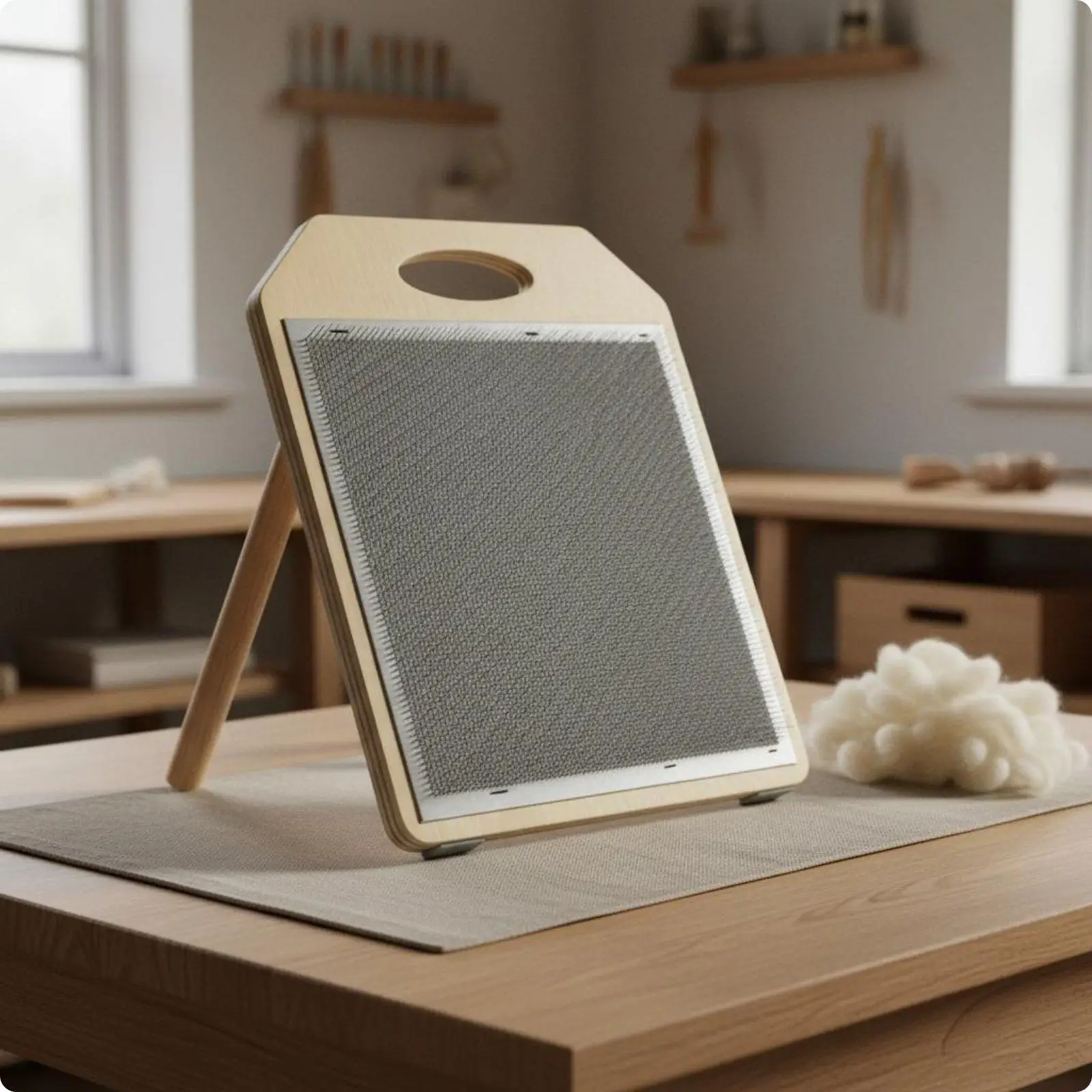 Tabla cardado lana madera – Set portátil DIY para mezclar fibras - imagen 4
