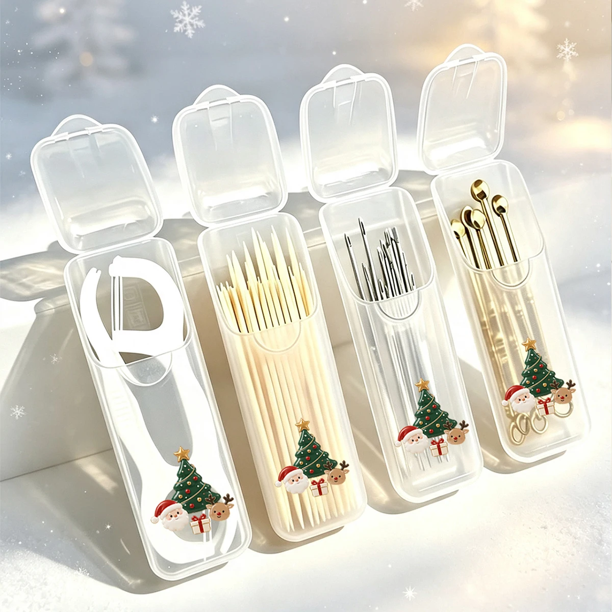 Mini Cajas Organizadoras Navidad x4 Transparentes – Para Joyas y Cosméticos en Viaje - imagen 5