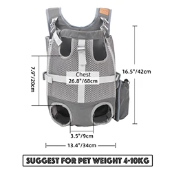 Mochila transpirable manos libres para perro pequeño con patas fuera