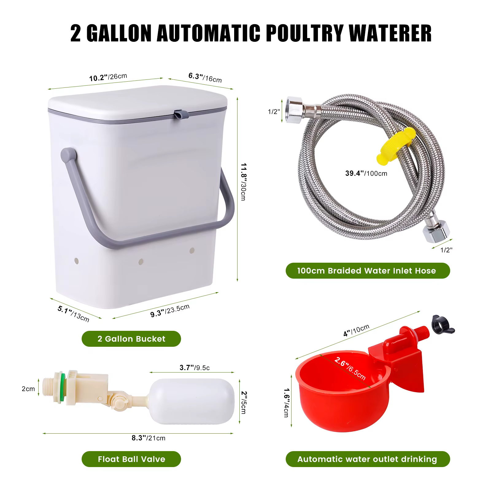 Kit alimentación y bebida para aves de corral – Cubo, cuencos, bola y tubo - imagen 4