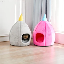 Casa cueva para gatos cálida de cúpula, sofá con fácil acceso
