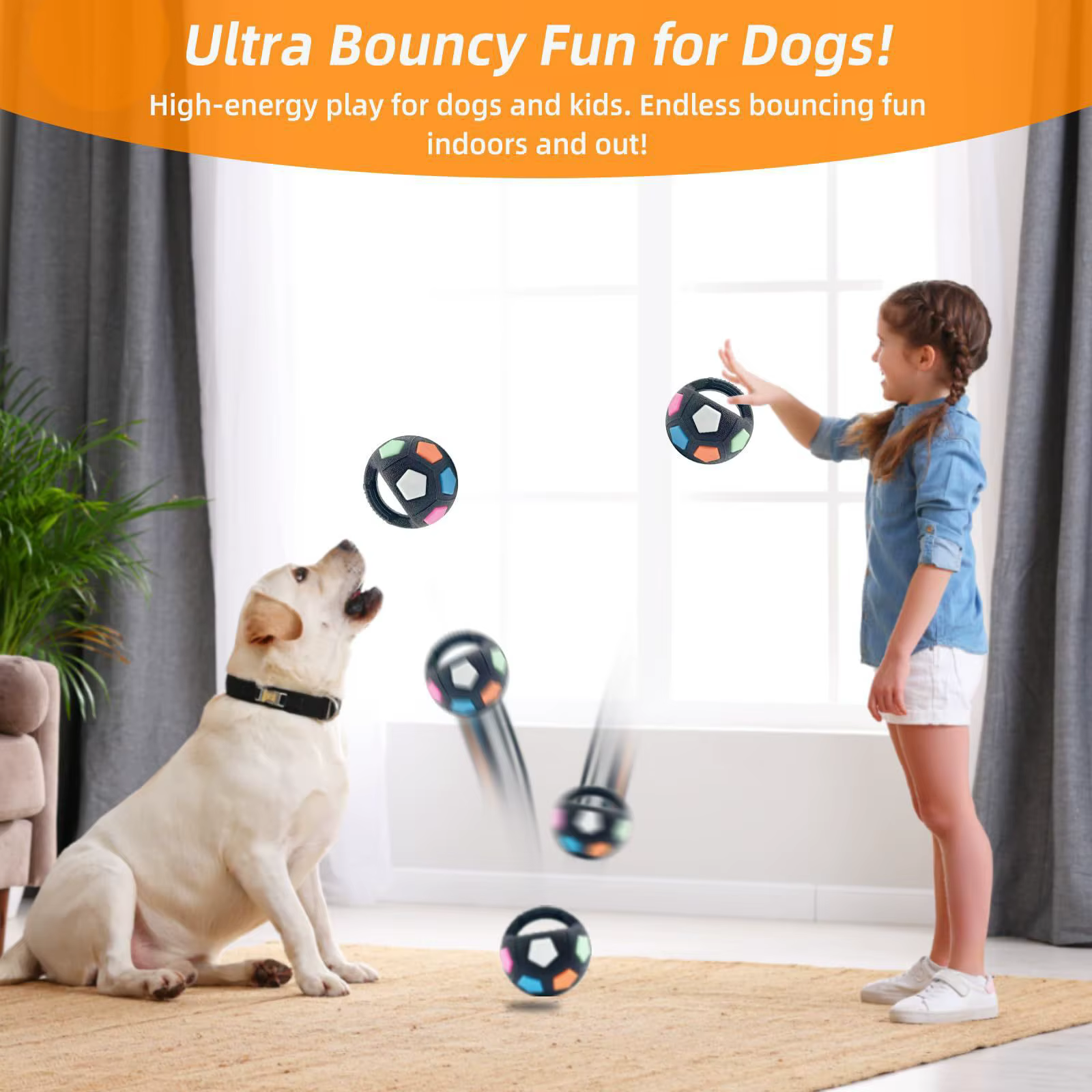 Juguete interactivo de fútbol para perros con sonido y asa resistente - imagen 5