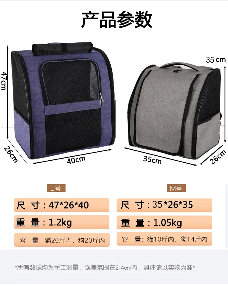 Interior y detalles de la mochila para transporte