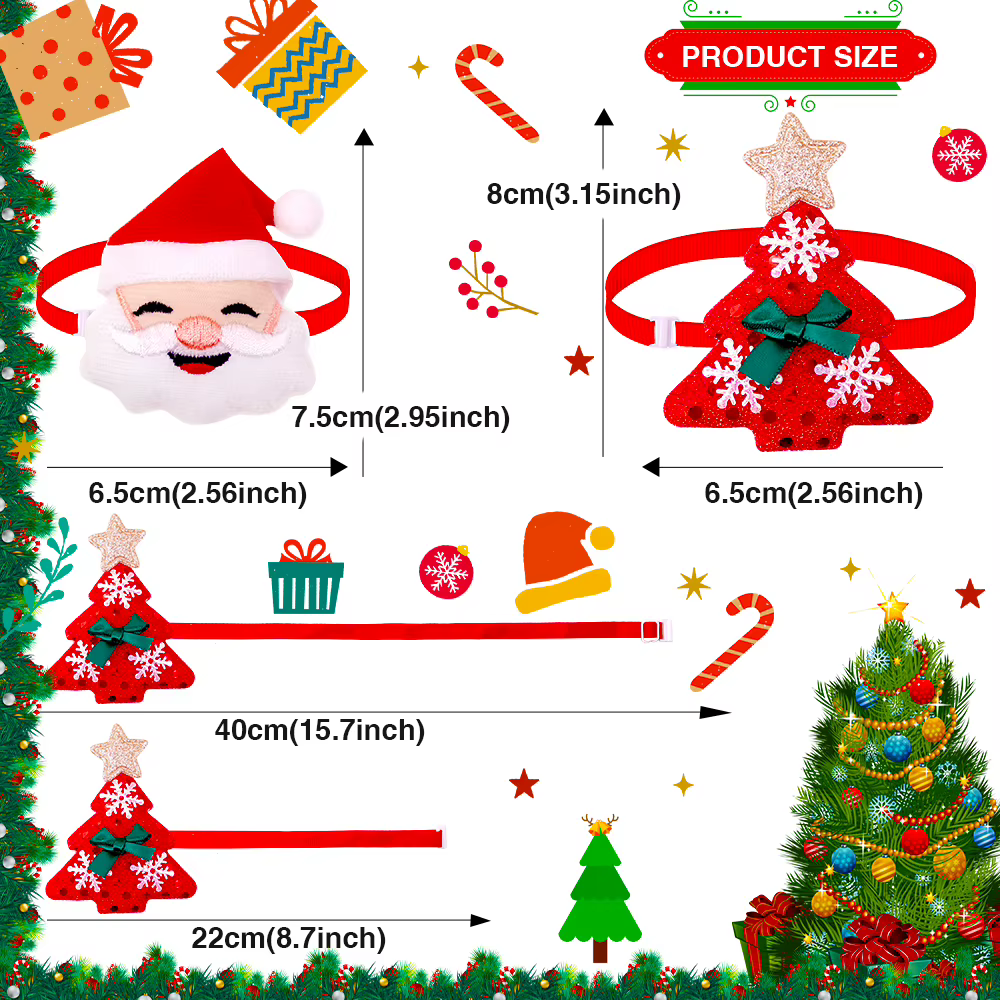 Corbatines navideños para perros y gatos pequeños – Pack elegante - imagen 3
