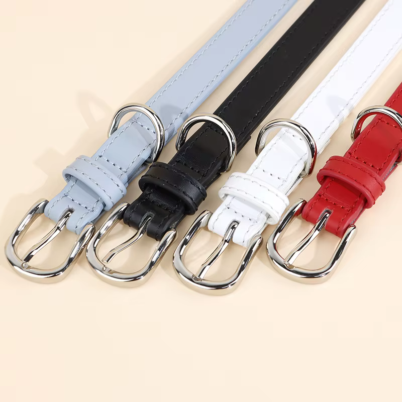 Collar de cuero para perros pequeños y medianos ajustable antipull