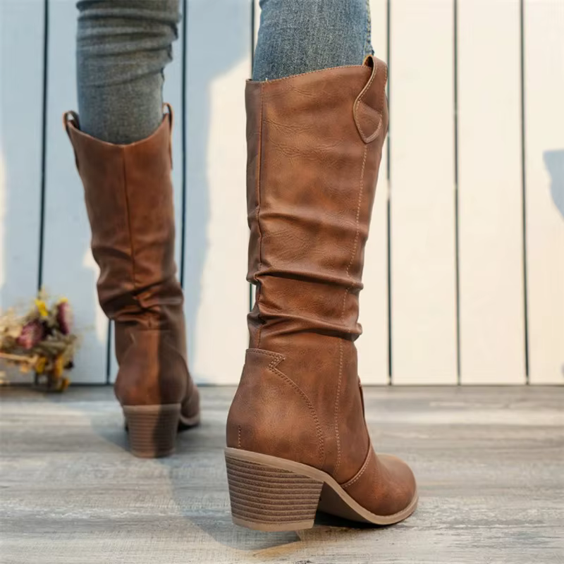Botas altas de cuero para mujer con suela gruesa - imagen 5
