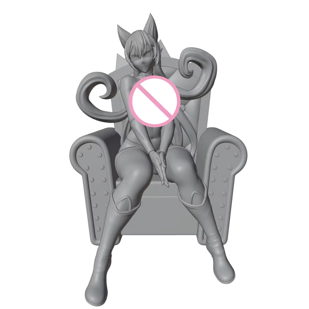 Modelo gris impreso en 3D de estatua anime 1/24