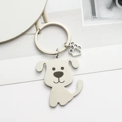 Llavero de acero inoxidable con pata de perro plateado, regalo