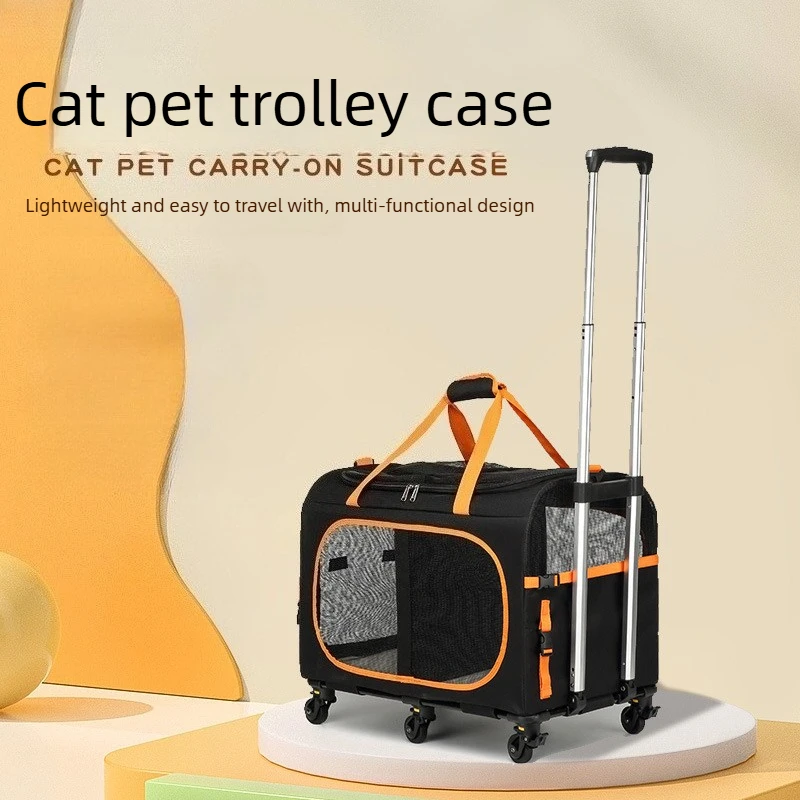 Carrito plegable mascotas con ruedas – Transportín viaje gatos y perros - imagen 4