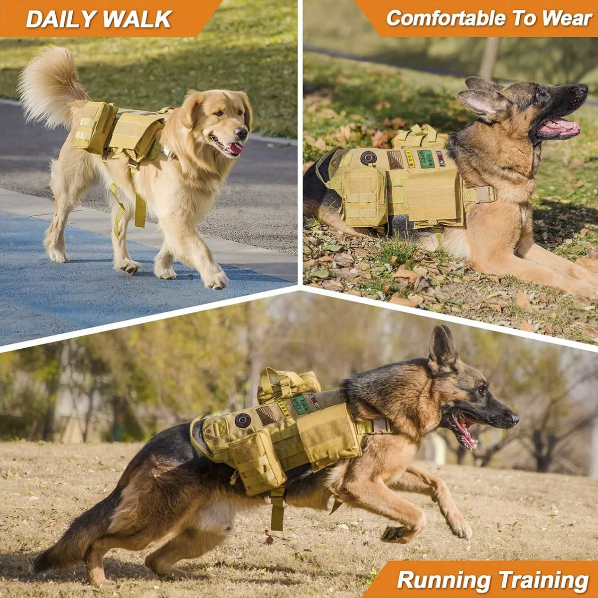 Chaleco táctico de entrenamiento para perros extra grandes