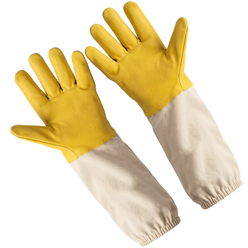 Equipo de apicultura con guantes protectores