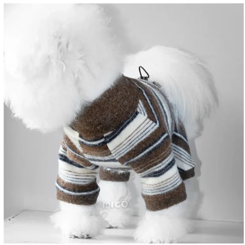 Mono de Invierno para Perros y Gatos – Ropa Cálida a Rayas con Diseño de Schnauzer y Teddy - imagen 2