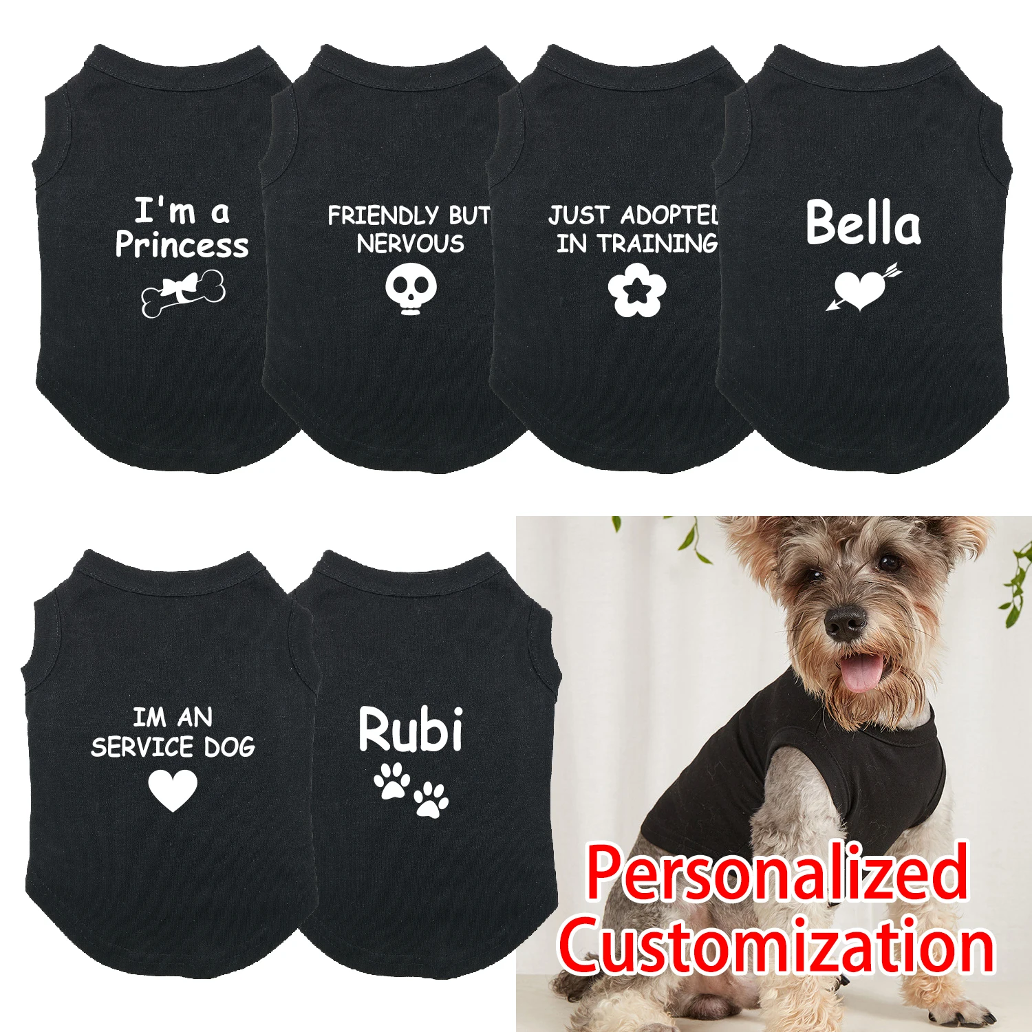 Camiseta negra y perro