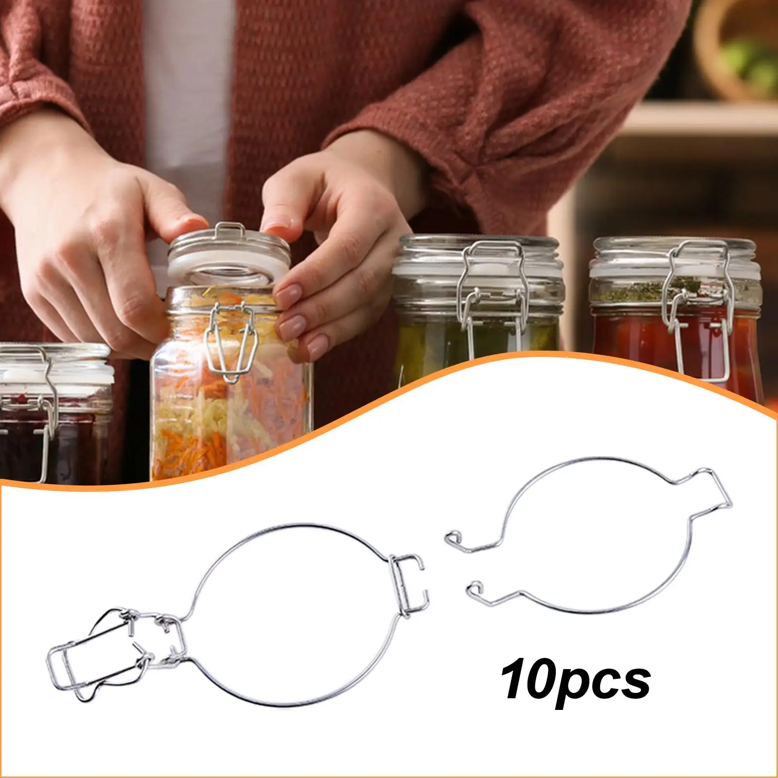 Abrazaderas para tarros de conservas de vidrio, boca ancha inox - imagen 5