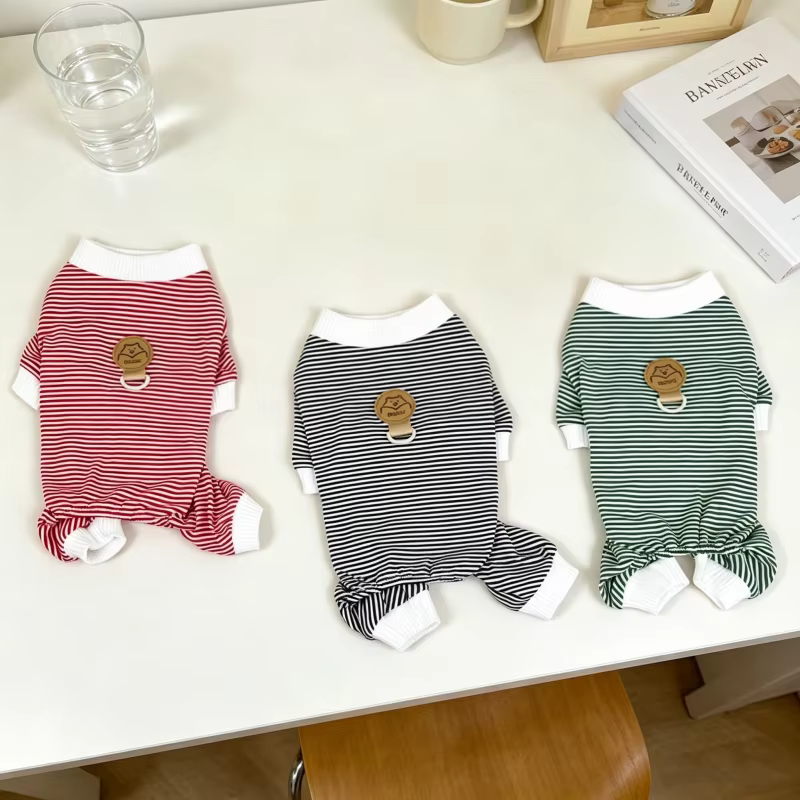 Sudadera pijama Chihuahua de algodón a rayas para perros y gatos - imagen 5