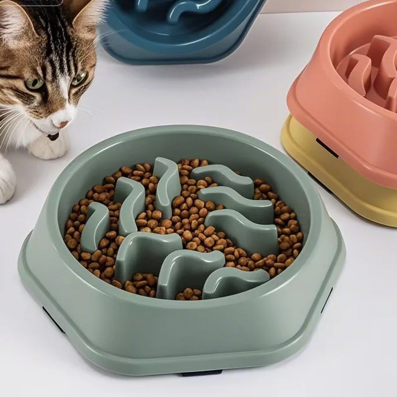Comedero lento con diseño ondulado para perros y gatos
