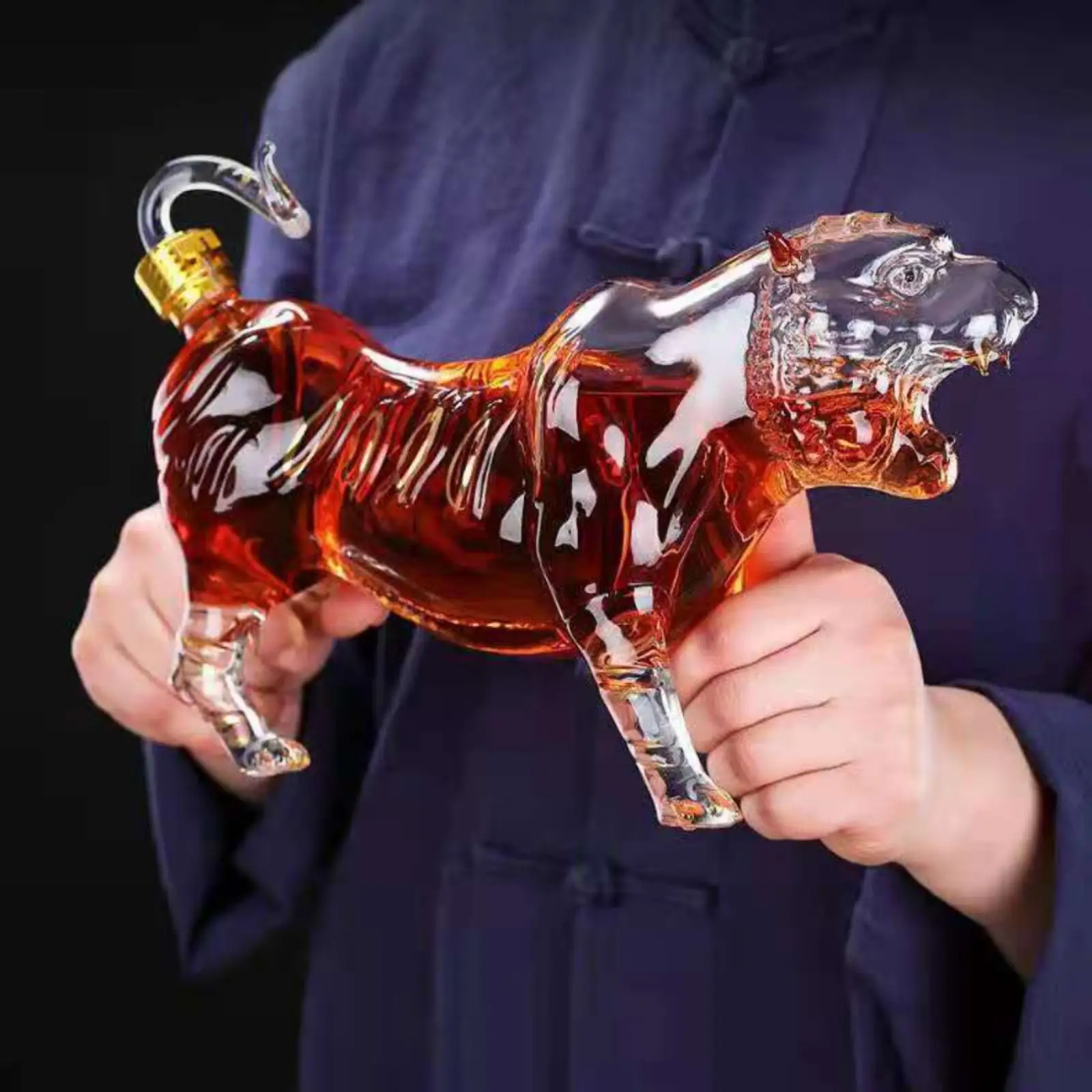 Botella de Licor Tigre de Vidrio – Contenedor Sellado para Bar - imagen 3