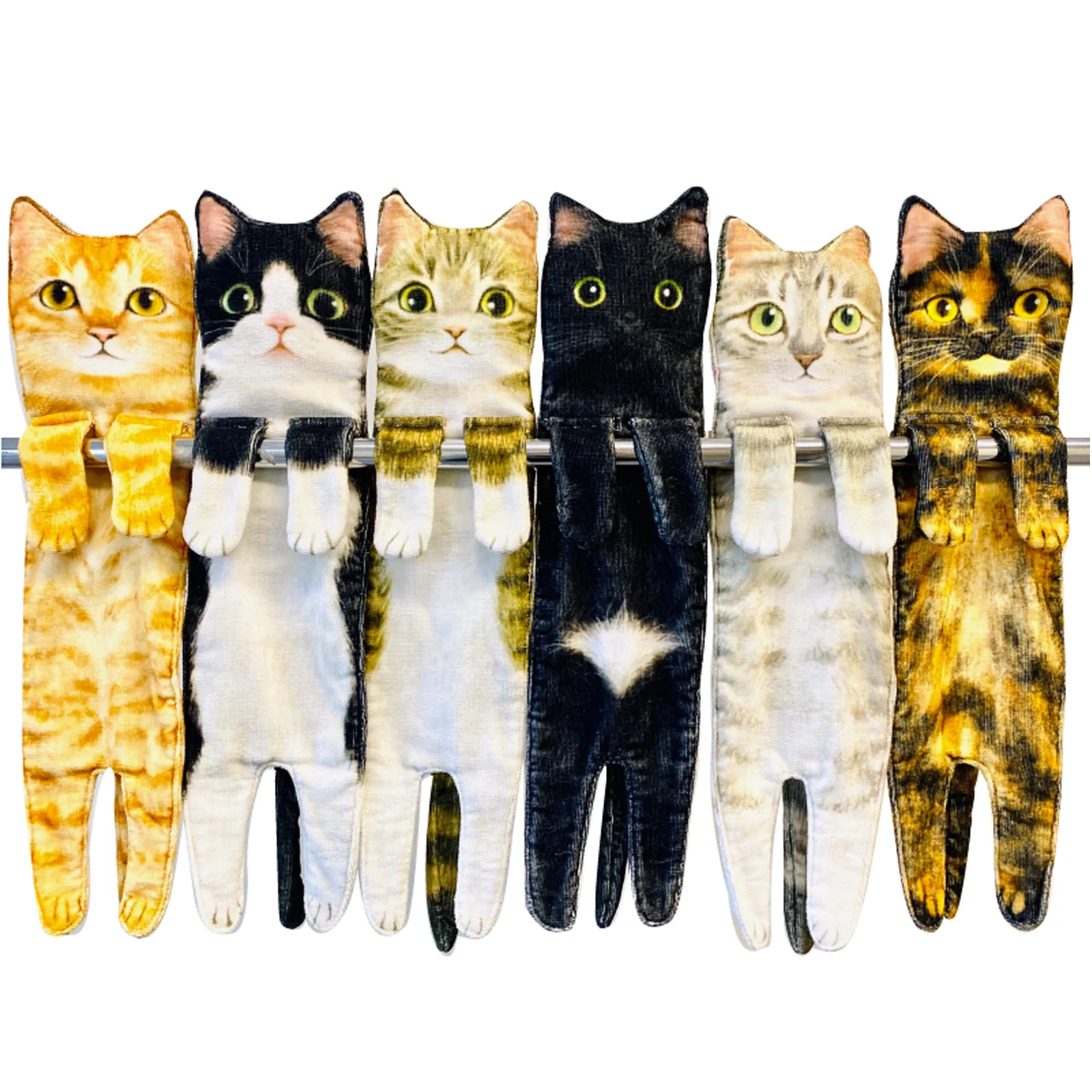 Toalla de gato en cocina