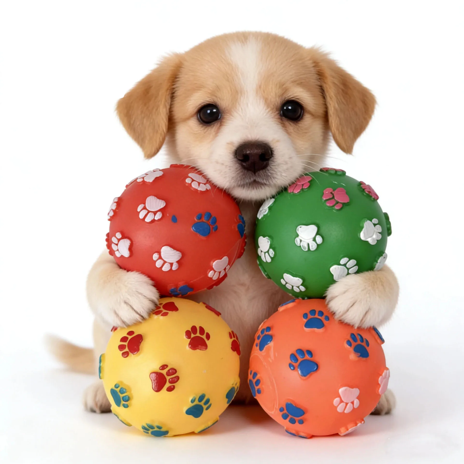 Pelota juguete suave para perros con huellas, cuida dientes - imagen 5