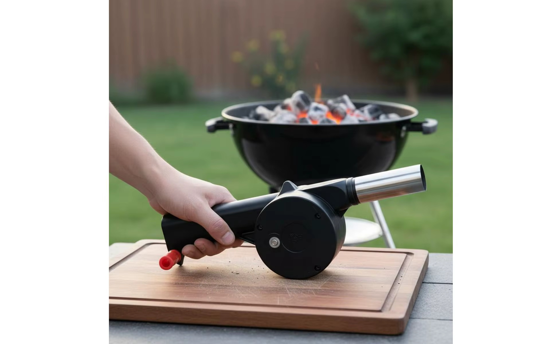 Soplador portátil para barbacoa con estructura resistente