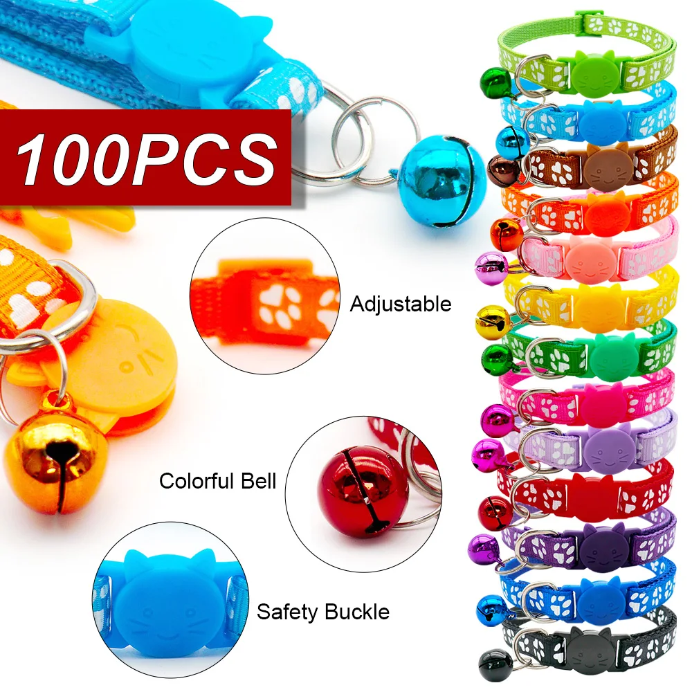Collar antipérdida ajustable con campana y huellas para perros y gatos - imagen 2