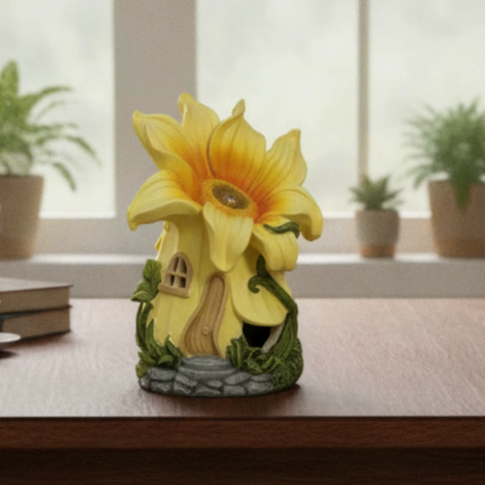 Decoración solar jardín con luces nocturnas flor castillo para mascotas - imagen 5