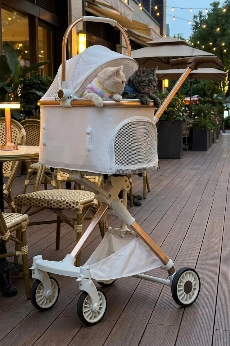 Carrito plegable para mascotas blanco
