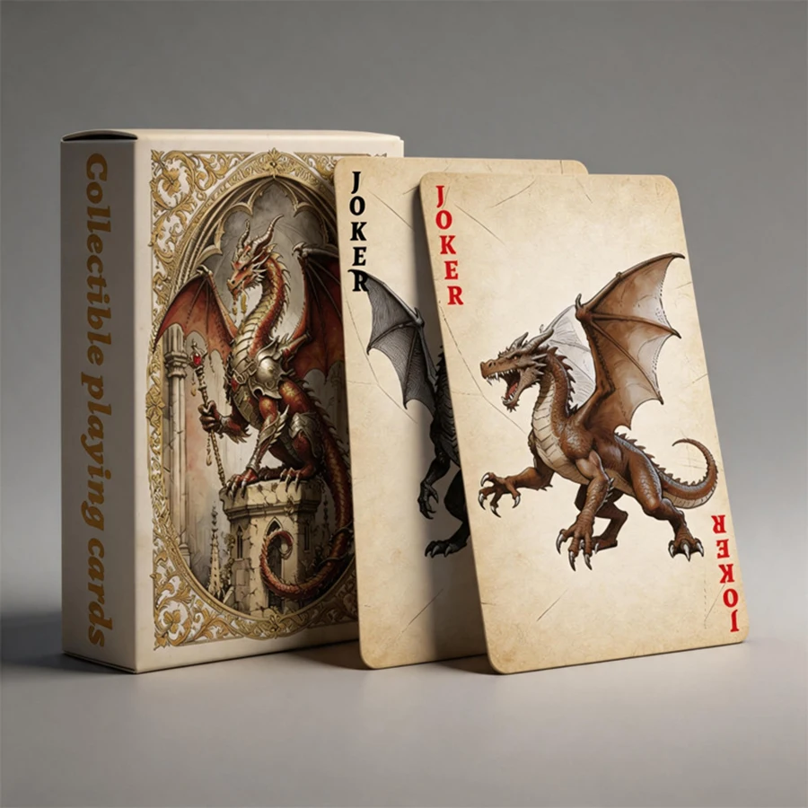 Juego Cartas Póker Dragón Fuego – Baraja Vintage Temática Fantasía