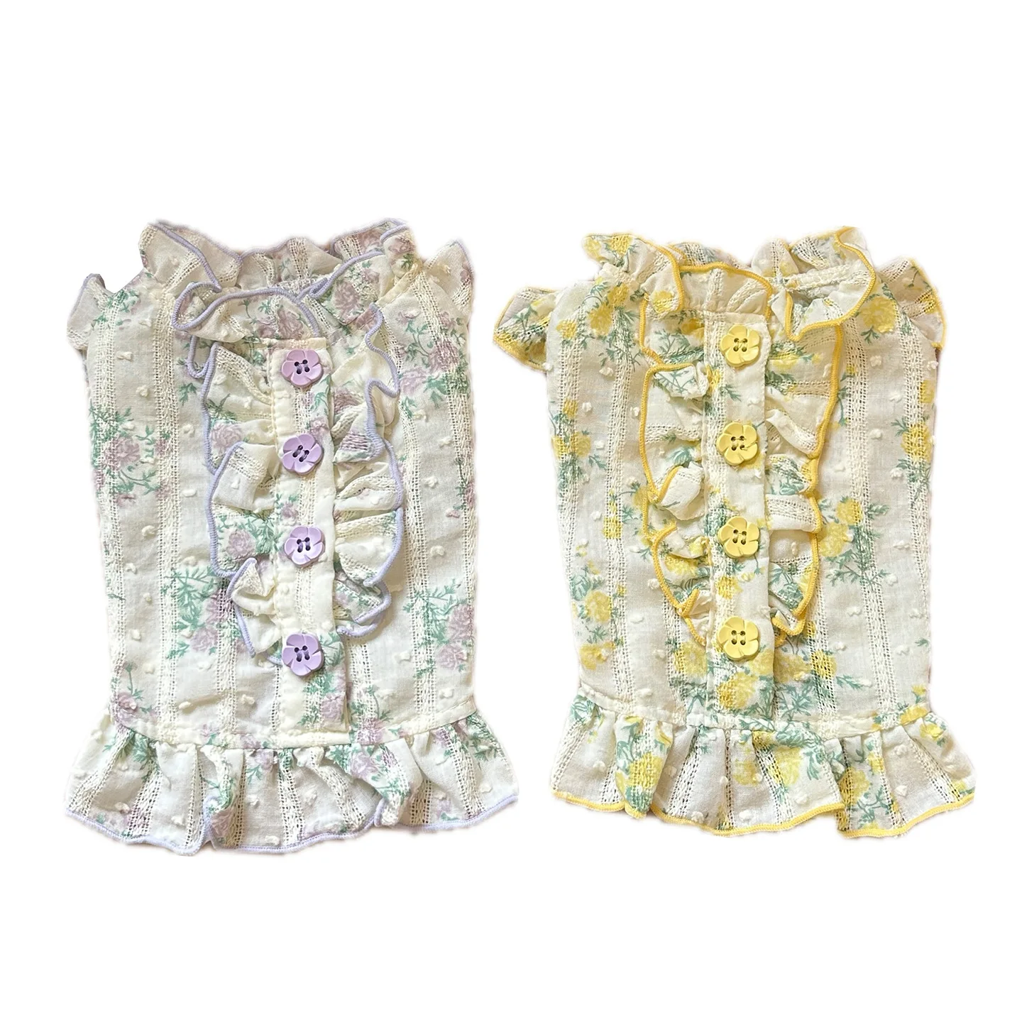 Vestido floral de verano para perros pequeños con chaleco de encaje - imagen 2