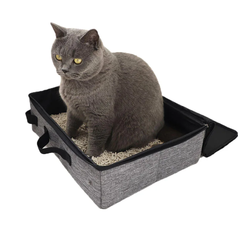 Caja de arena portátil impermeable de tela plegable para gatos - imagen 4