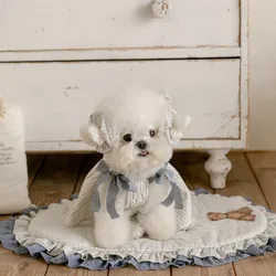 Cama redonda a rayas para perros pequeños – Colchón suave y transpirable