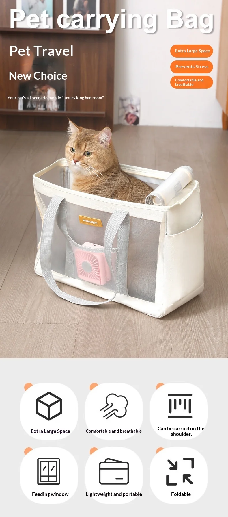 Bolsa de transporte portátil para perros y gatos