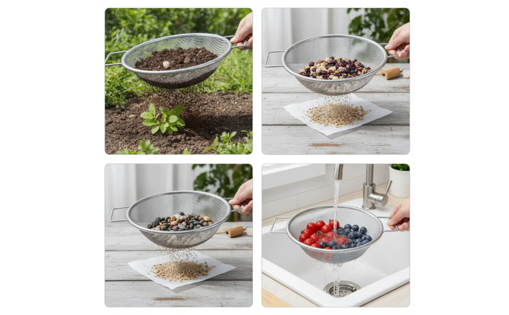 Tamiz de jardín con asas para clasificar tierra y compost